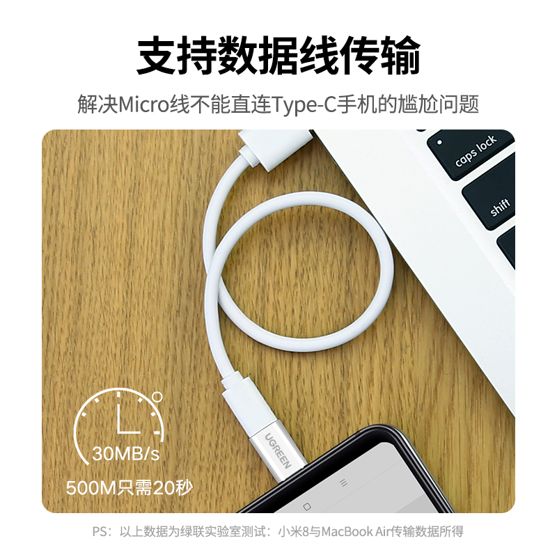 绿联typec转接头microusb安卓充电数据线二合一otg转换器头快充tpc接口适用于华为小米vivo荣耀oppo一加手机