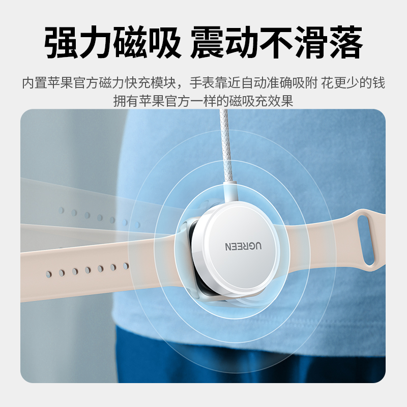 绿联适用iwatch苹果applewatch9手表充电器mfi认证6series7SE1充电线5带无线4磁吸头3支架S8代ultra2快充底座-图3