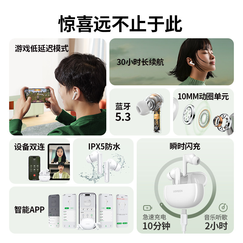  绿联数码蓝牙耳机