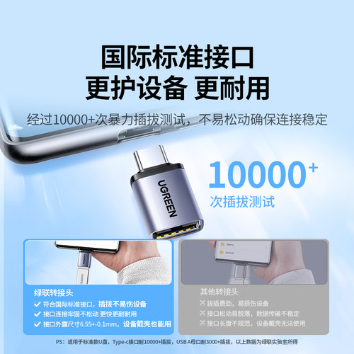 绿联usb转typec接口otg转接头手机U盘转换器适用苹果17iphone16/15充电读卡器电脑平板车载优盘数据线c转usb-图1