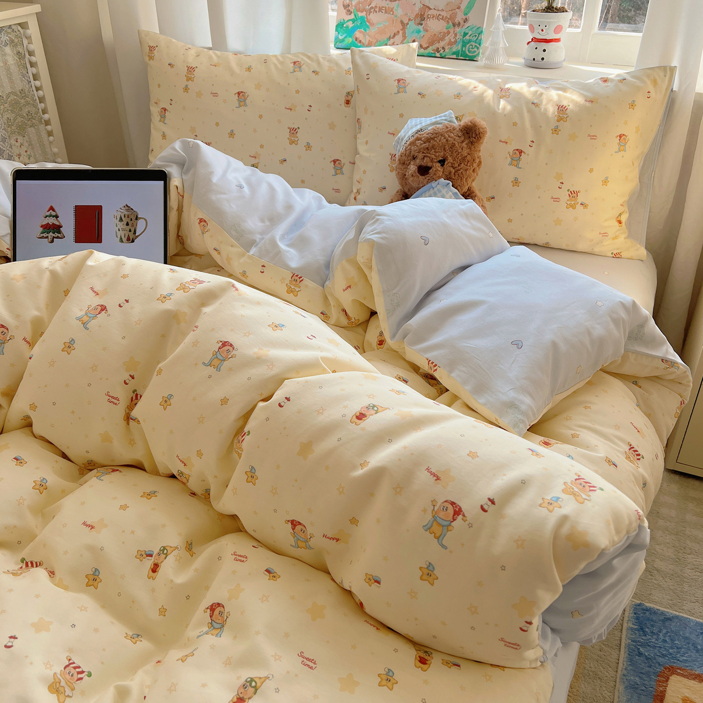 梨梦 魔法星星仔 可爱纯棉四件套全棉床单被套床笠款宿舍床上用品,淘宝优惠券,粉丝福利购,淘宝优惠卷