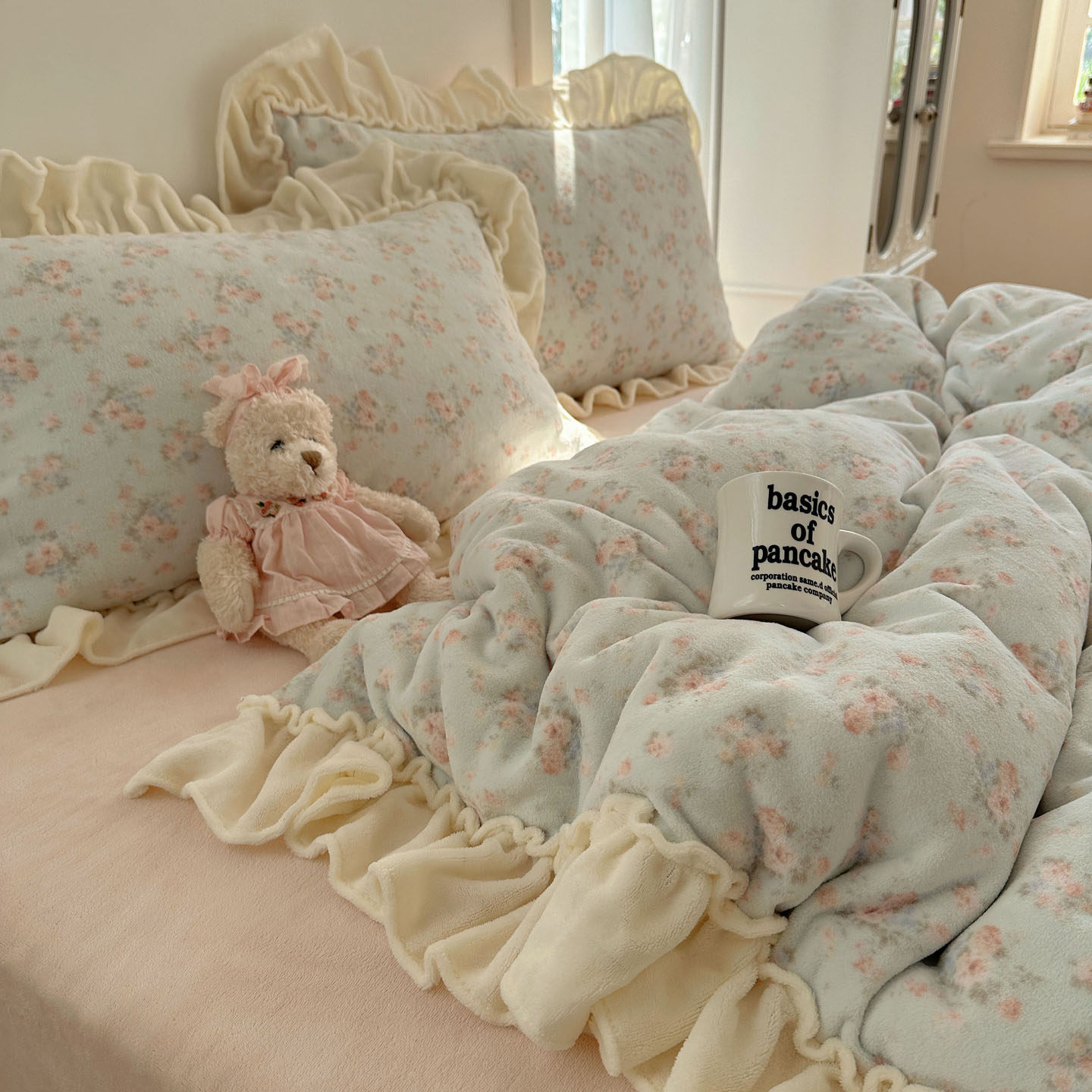 梨梦 雾岛听风 冬季保暖加厚牛奶绒四件套床单被套珊瑚绒床上用品,淘宝优惠券,粉丝福利购,淘宝优惠卷