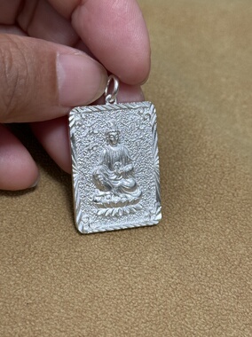 925纯银观音牌吊坠复古垂纹双面平安男士挂件本命年保平安情侣款