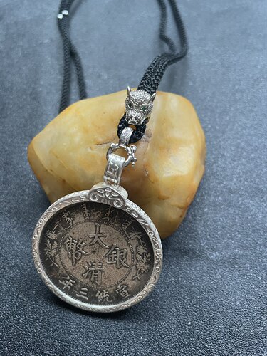 银饰袁大头银元吊坠 银元吊坠边框 990足银圈包边币圈币扣回纹 - 图1