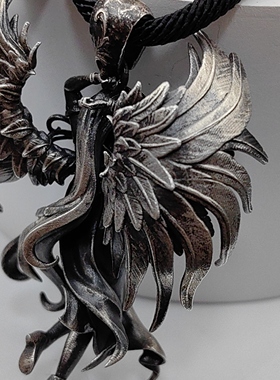 新款恶灵天使吊坠 925纯银做旧项链男士吊坠小众饰品