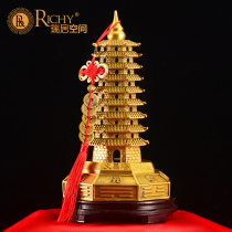 Wenchang tower brass pendulum piece 13-layer thirteen-story book room desk 9-floor nine-floor pagoda pure Wenchang Tower flagship store lap