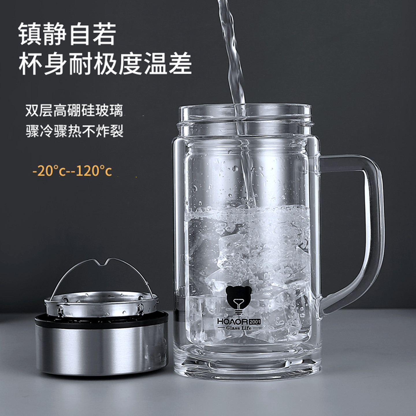 双层玻璃杯茶杯带把手手柄大容量加厚防爆家用办公室水杯男士杯子,淘宝优惠券,粉丝福利购,淘宝优惠卷