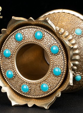 铜手摇转金轮底座底托