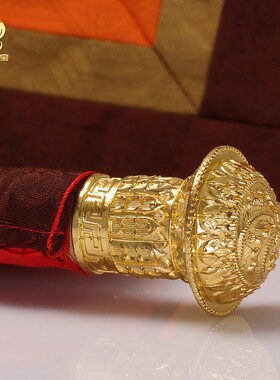 西藏唐卡挂画合金轴头套