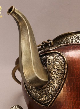 藏式红铜酥油茶壶手工打造