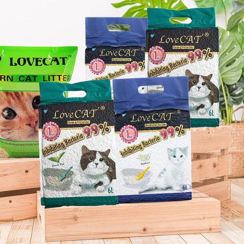 love爱宠爱猫cat真空绿茶豆腐猫砂无尘除臭接团吸水可冲厕所2.6kg - 图0