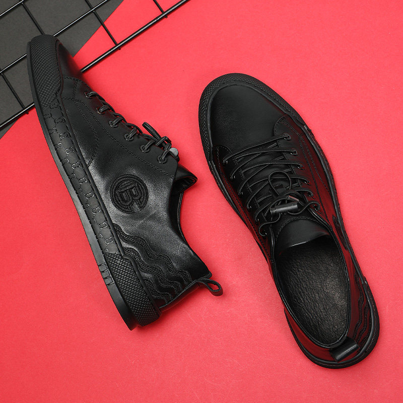 真皮板鞋欧洲站男鞋2025秋季潮牌休闲鞋软牛皮单鞋小黑鞋男乐福鞋,淘宝优惠券,粉丝福利购,淘宝优惠卷
