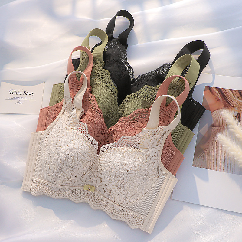 大胸显小薄款无钢圈收副乳透气内衣 嫦香诗文胸