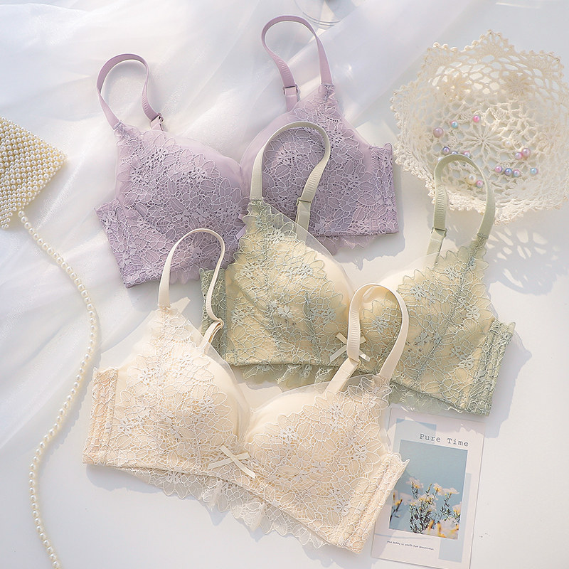 薄款夏大胸显小无钢圈收副乳内衣 嫦香诗文胸