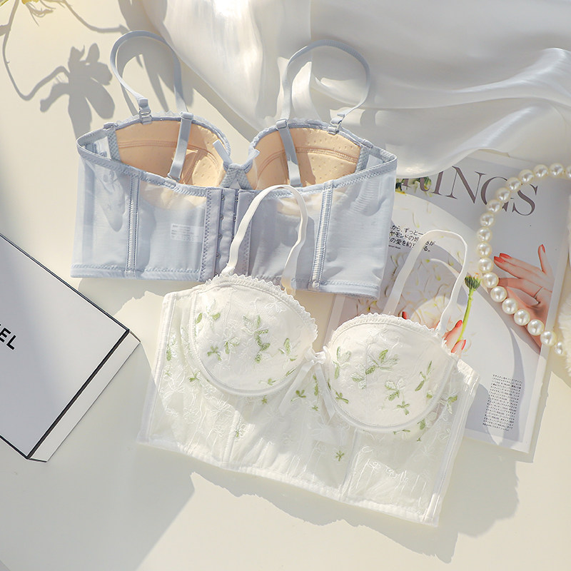 夏季大胸显小软钢圈收副乳少女胸罩 嫦香诗文胸