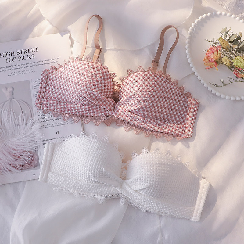 白色聚拢无钢圈收副乳夏季少女胸罩 嫦香诗文胸