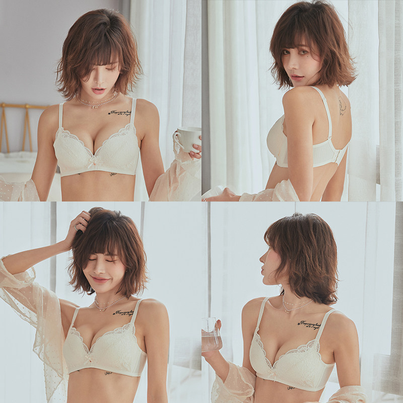 白色内衣女小胸聚拢性感透气胸罩 嫦香诗文胸