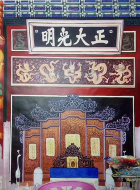 艺术风手绘互动墙壁画