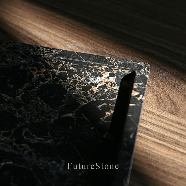 Light luxury natural black gold flower marble rectangular tray bathroom lotion bottle storage tray skin care products cosmetic storage