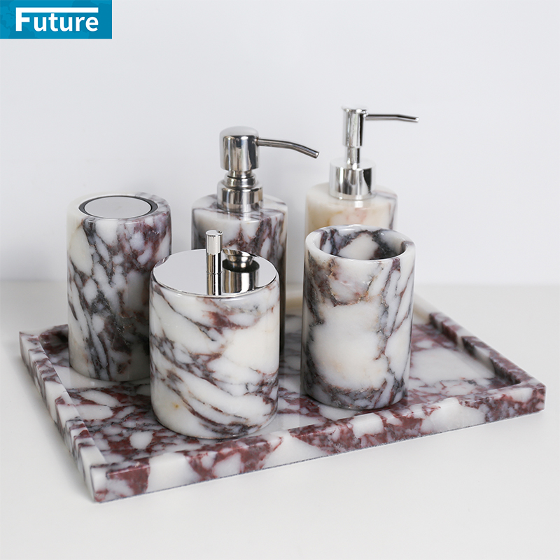 轻奢宝格丽大理石棉签盒样板间家居洗手液收纳盒棉签罐高档分装瓶 - 图1