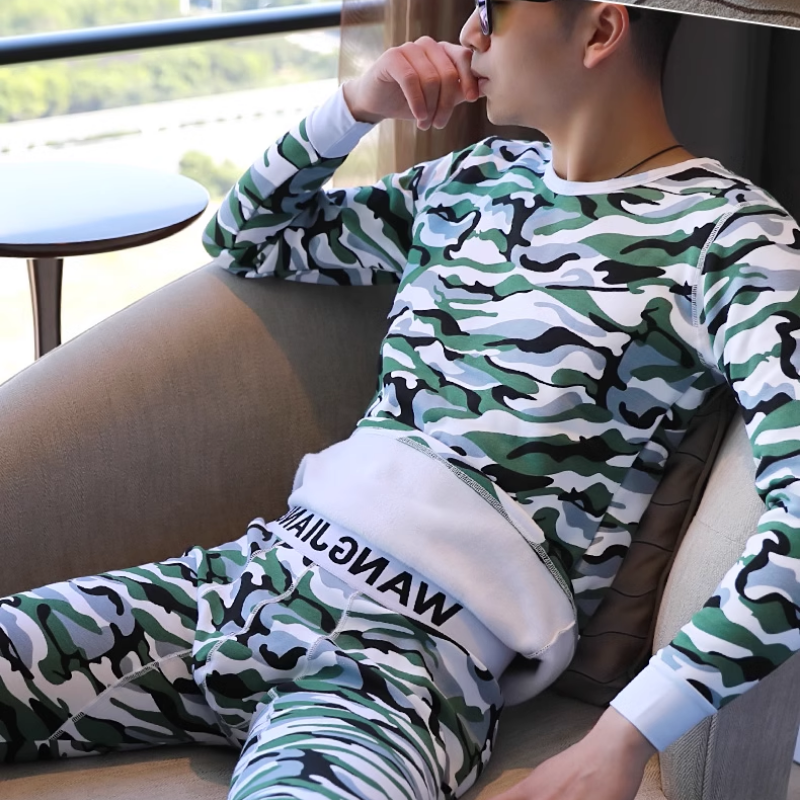 单件男士打底长裤秋衣秋裤口袋花卡通时尚休闲加绒厚款加厚保暖冬,淘宝优惠券,粉丝福利购,淘宝优惠卷