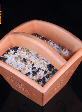 桃木米斗摆件老式四方升子招财