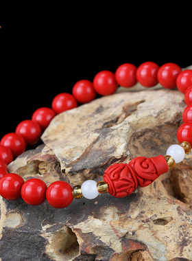 本命年红朱砂手链红绳佛珠手串