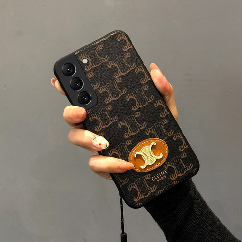 三星S25Edge手机壳s24+外壳s23plus保护套S21FE长挂绳硅胶全包精孔s22ultra防摔s25潮牌挂脖款皮质感老花 - 图0