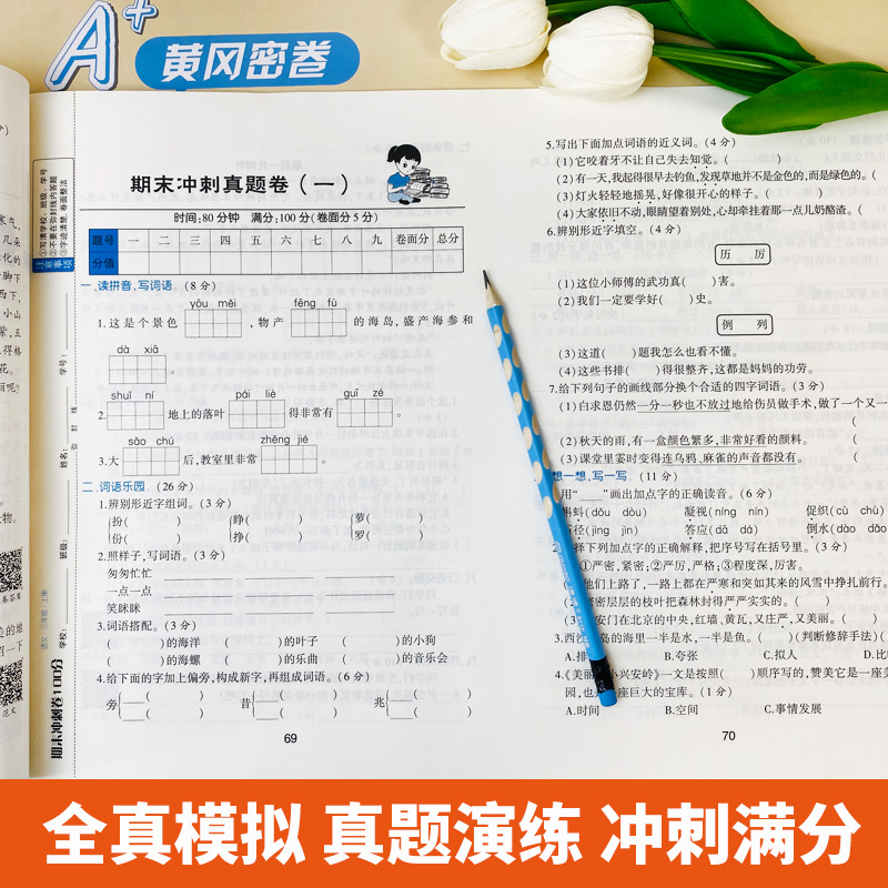 期末冲刺卷100分一二三四五六年级上下册语文数学英语试卷测试卷全套人教版 黄冈密卷单元中期末总复习专项训练同步练习册一课一练