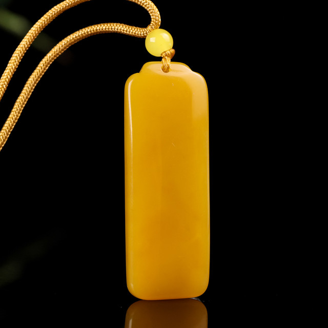 Natural Hetian Jade Topaz Ping An Brand Pendant