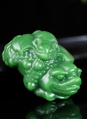 天然和田玉碧玉金蟾蝙蝠手把件