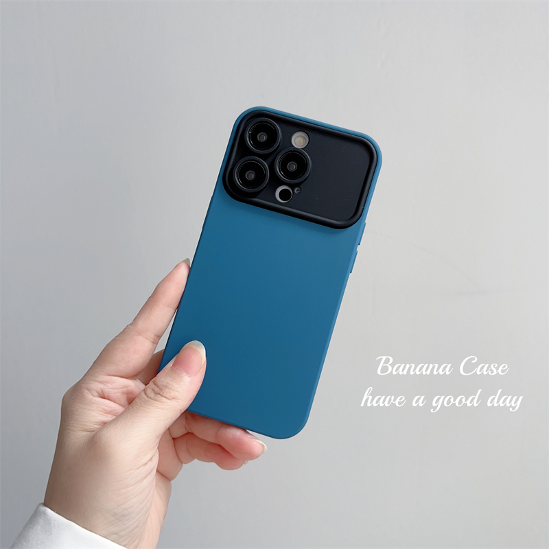 BananaCase简约黑蓝撞色大视窗适用于iPhone14pro苹果13手机壳13promax硅胶磨砂12/11防摔保护套14 - 图0