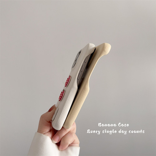 韩国ins小众趣味立体格纹纽扣半包皮质适用16promax苹果16pro手机壳iphone15新款14promax简约13/12pro保护套 - 图2