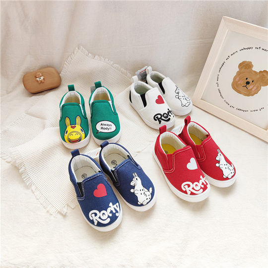 Daily order with slight flaws rody children's slip-on canvas shoes cartoon baby shoes soft sole spring and autumn shoes for boys and girls