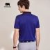 Áo dài nam 2019 mới của Tencel Cotton Áo thun nam cổ tròn tay ngắn Áo sơ mi sọc kẻ sọc - Polo