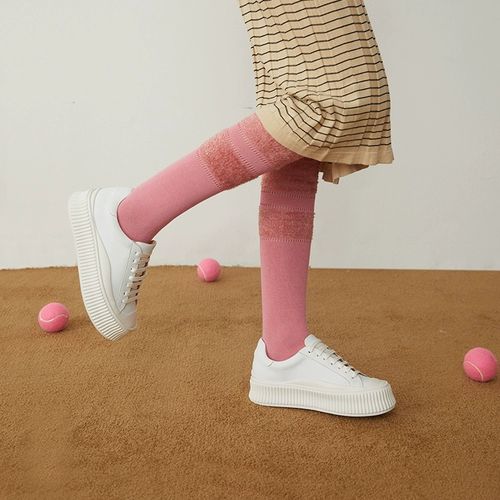 Универсальная белая белая обувь на платформе для отдыха, из натуральной кожи, коллекция 2023