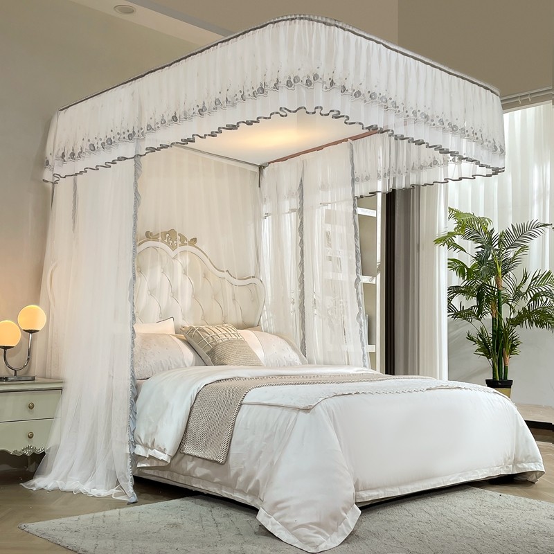 导轨蚊帐伸缩升降u型轨道三开门家用不打墙公主风落地双层2米1.8m,淘宝优惠券,粉丝福利购,淘宝优惠卷