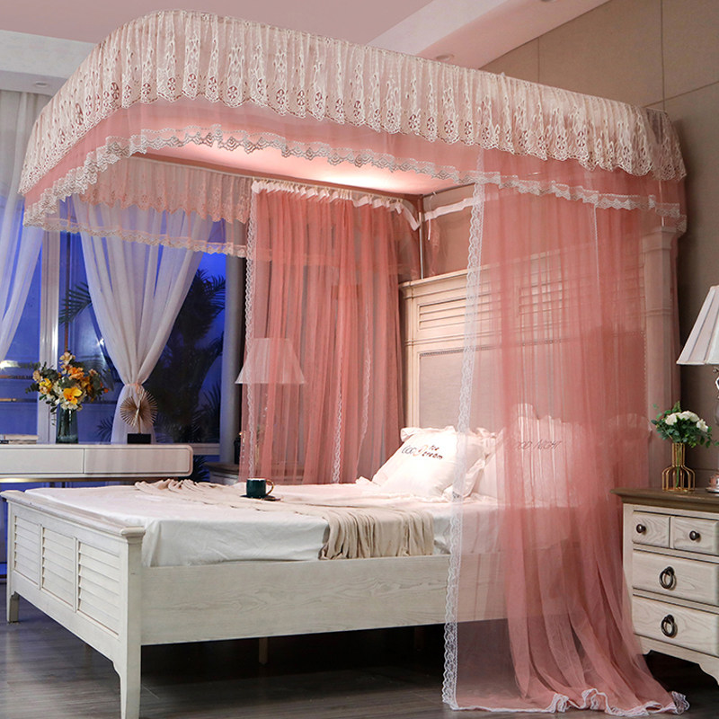 导轨蚊帐伸缩升降u型轨道三开门家用不打墙公主风落地双层2米1.8m,淘宝优惠券,粉丝福利购,淘宝优惠卷