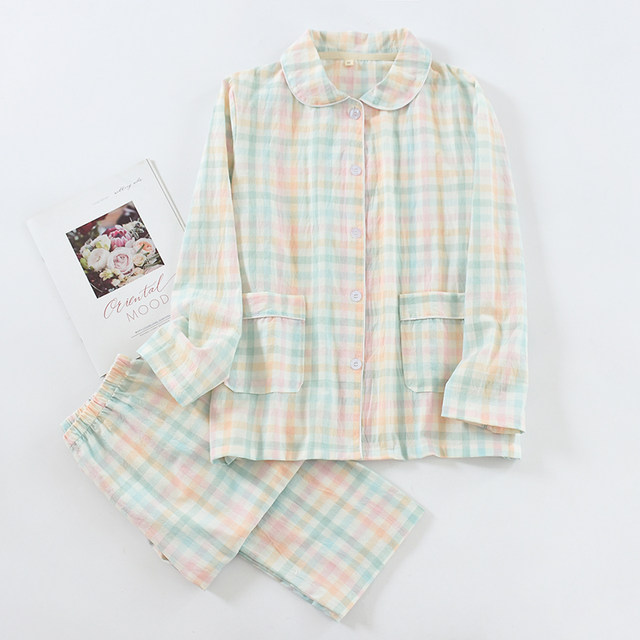 ຊຸດຊຸດນອນ plaid ຝ້າຍສີຍີ່ປຸ່ນບໍລິສຸດ