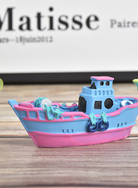 地中海小船模型鱼缸造景摆件