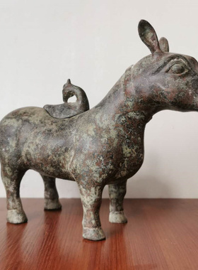 店铺风水复古摆件纯铜传世锈牺尊