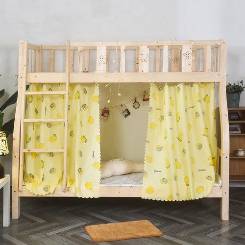 床帘子母床下铺遮挡帘儿童实木双层床宿舍遮光梯形高低床1.2m1.5m - 图3