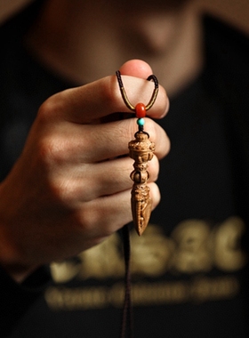 居舍印度老山檀香金刚降魔杵吊坠