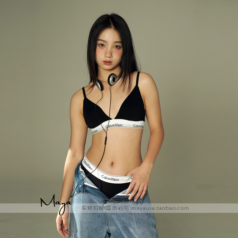 Calvin Klein CK内衣女士无钢圈三角杯带胸垫性感运动文胸QF5650 - 图1