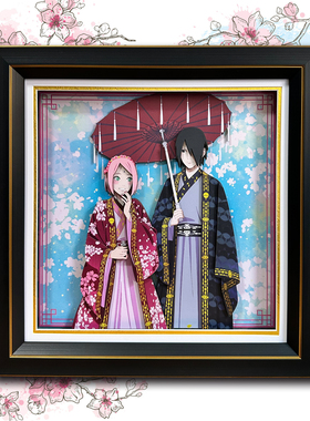 火影忍者佐助小樱3D手工纸艺立体装饰画卧室宿舍书房创意生日礼物