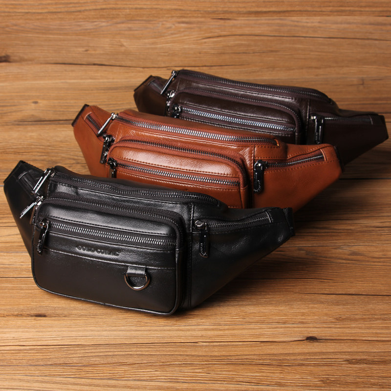 休闲多功能头层牛皮腰包男士斜挎包 天博服饰男士包袋