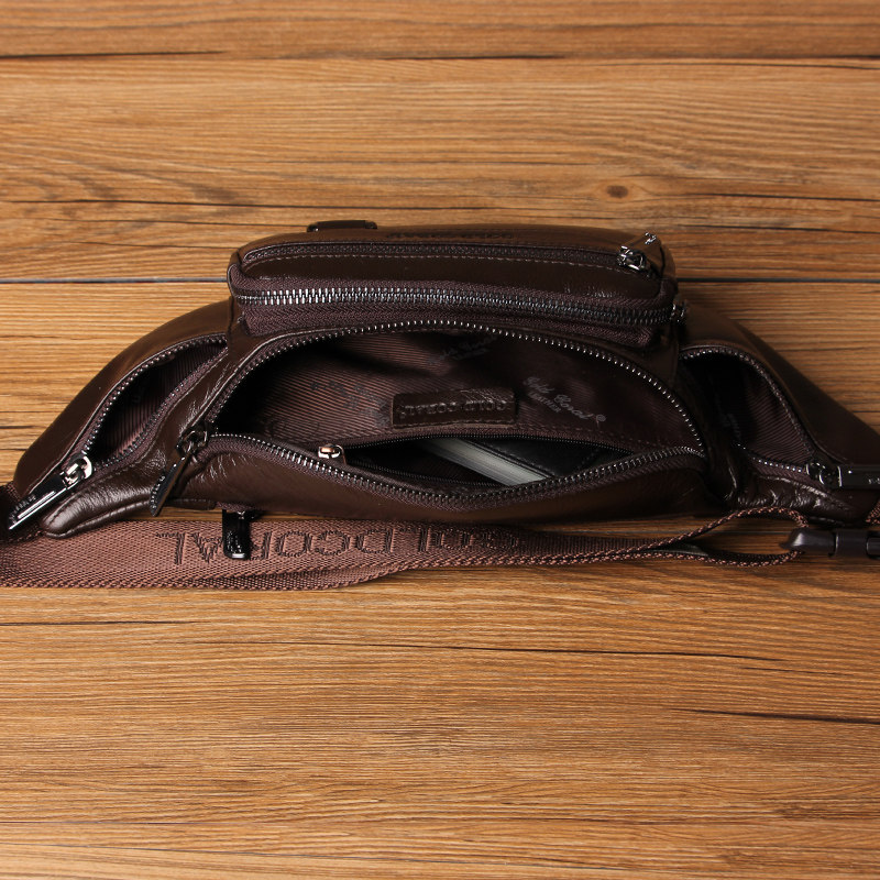 休闲多功能头层牛皮腰包男士斜挎包 天博服饰男士包袋