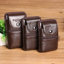 Golden Coral Cell Phone Bag 4 7 Inch -6 3 Inch Universal Mens Bag Wearing Leather Belt Bull Leather Purse Document Bag