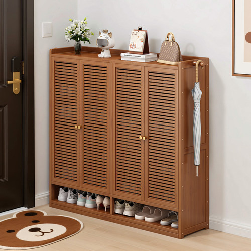 家用多层竹制鞋架门口入户门厅储物收纳防尘鞋柜2026新款出租房用 - 图0