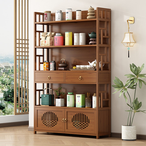 茶架子茶柜置物架博古架小型茶具架子收纳柜茶叶展示柜茶室多宝阁 - 图0